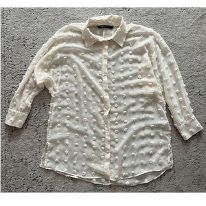Zara, size XS. Cream colored button up blouse.